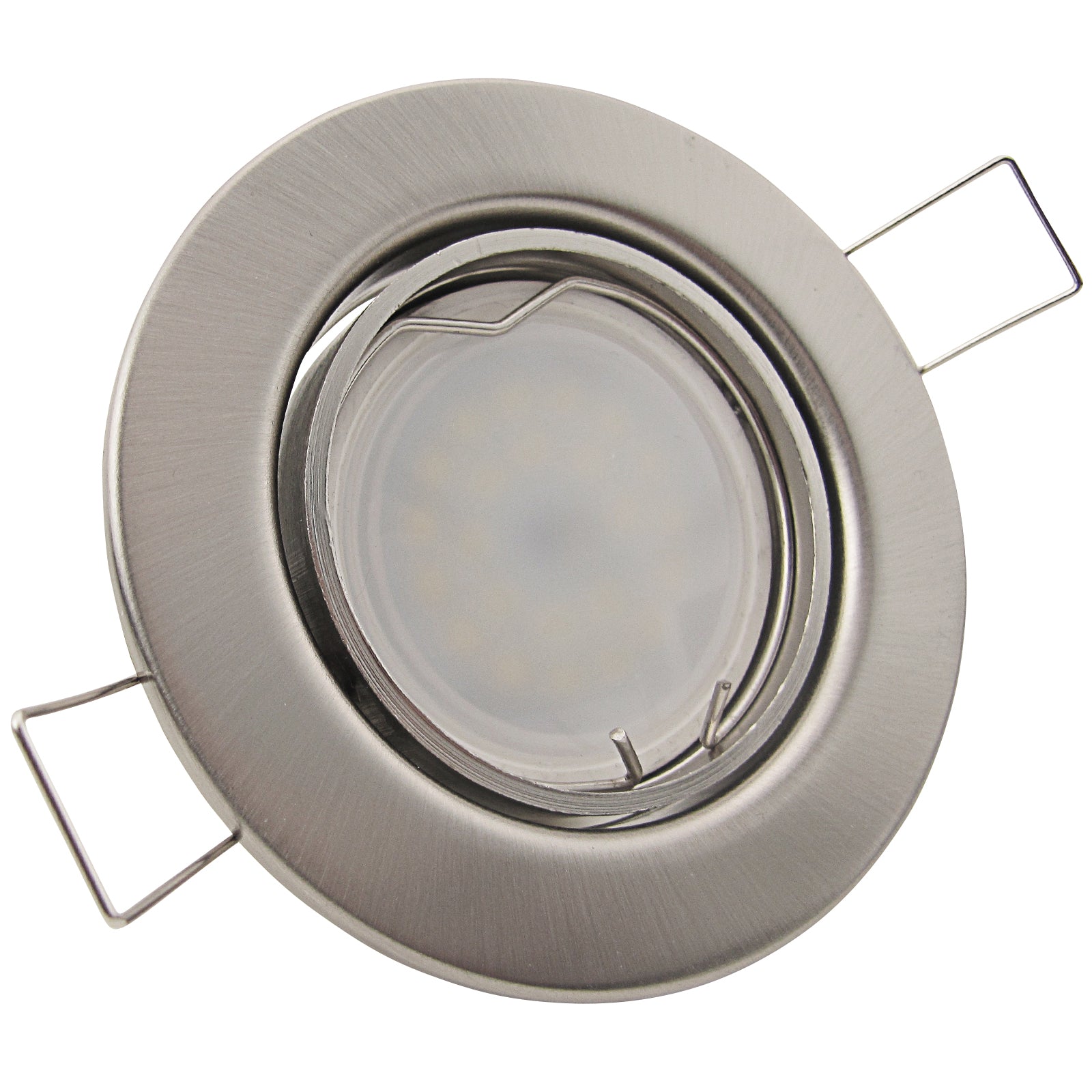 LED Einbaustrahler 230V Decora inkl. GU10 9W Spot - Edelstahl gebürstet, rund, schwenkbar 