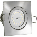 LED Einbaustrahler 230V Lucido GU10 5,5W dimmbar in 3 Stufen - Silber Alu eckig schwenkbar 