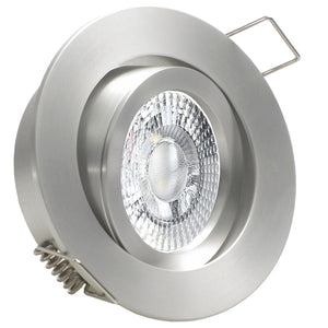 LED Einbaustrahler 230V Lucido extra flach 35 mm 5W dimmbar in 3 Stufen - Alu Silber rund