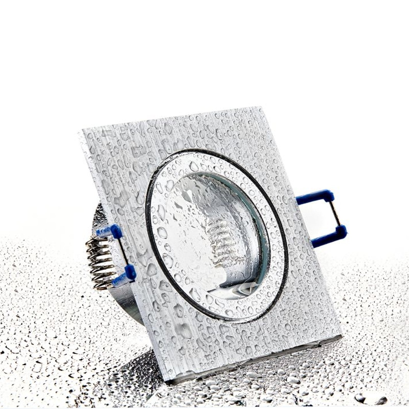 LED Bad Einbaustrahler 230V Mare IP44 für Feuchtraum GU10 9W Spot - Silber Alu, eckig