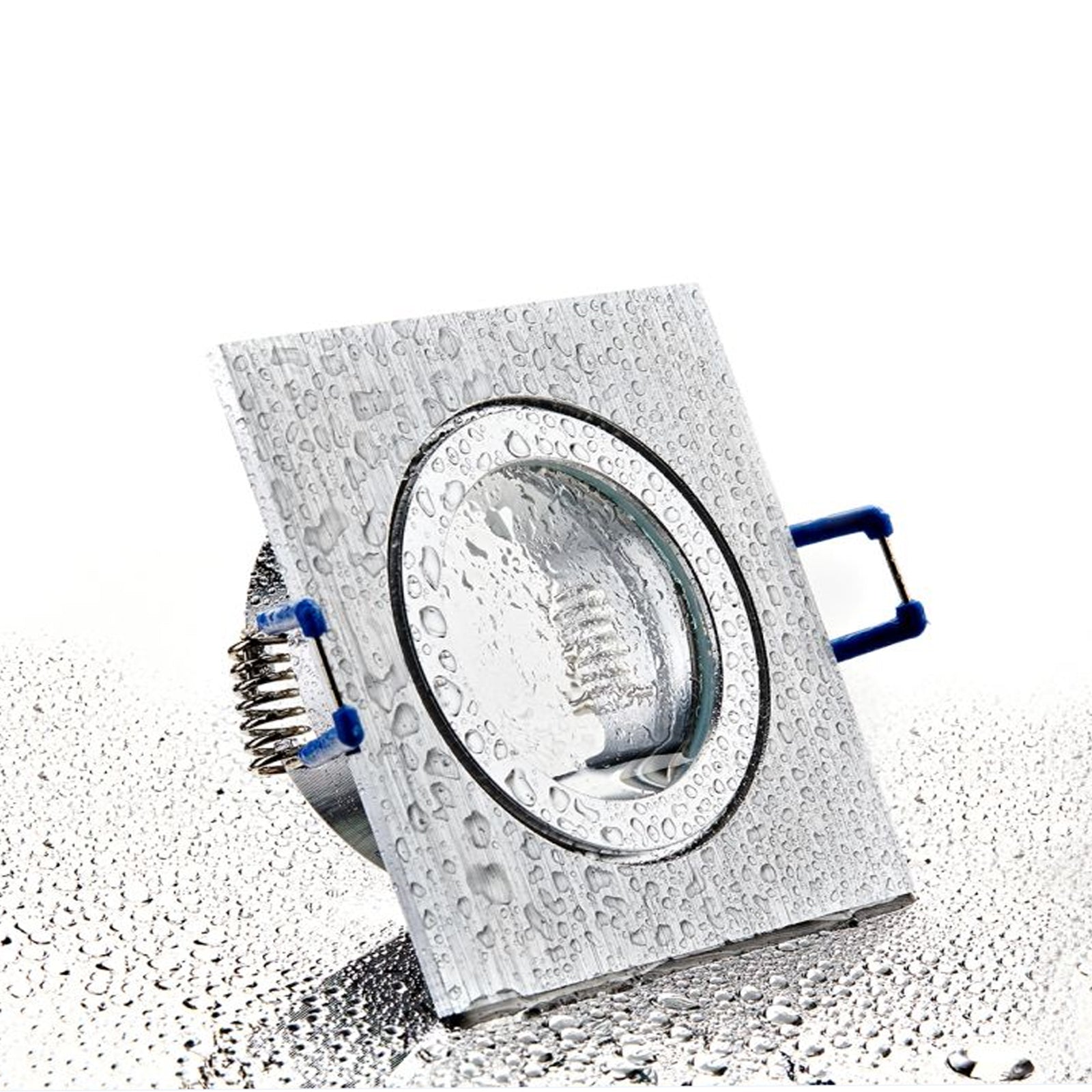 LED Bad Einbaustrahler 12V GU5.3 Mare IP44 Feuchtraum 6W mit Trafo - Alu silber eckig
