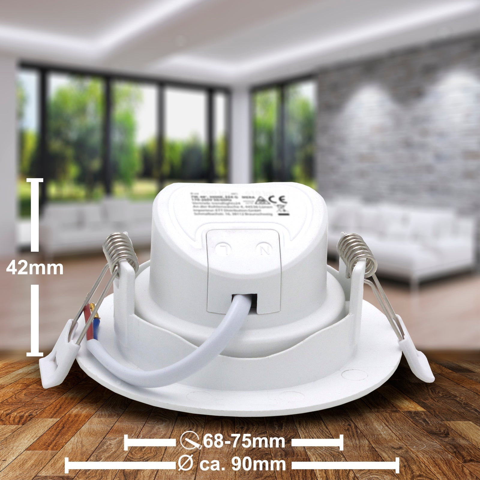 MERA LED 5W Einbaustrahler 230V Weiß rund ultra flach Einbau Spots Leuchte Rückansicht