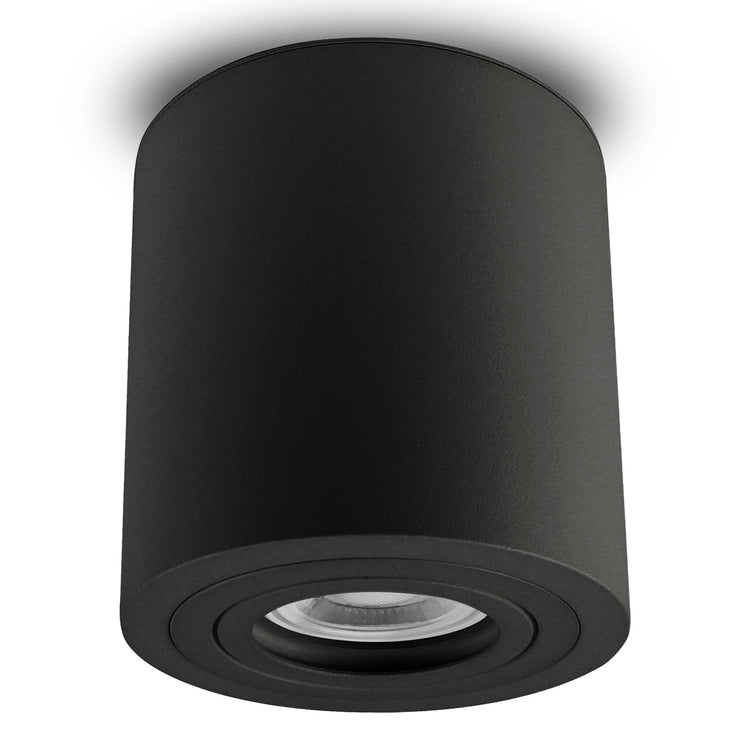 LED Aufbaustrahler 230V Milan-L IP65 GU10 7W Spot stufenlos dimmbar – Aufbauleuchten Schwarz, rund