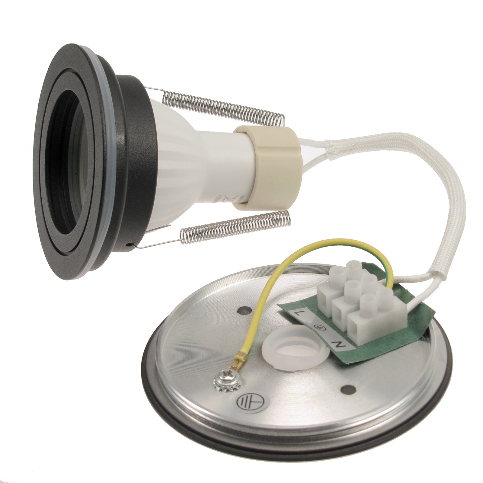 LED Aufbaustrahler Set Aufputz Leuchte 230V 6W 38-45° GU10 IP65 MILAN-L 97mm rund Schwarz Anschluss