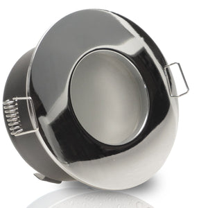LED Bad Einbaustrahler 230V Nautic IP65 mit GU10 7W stufenlos dimmbar - Chrom glänzend rund