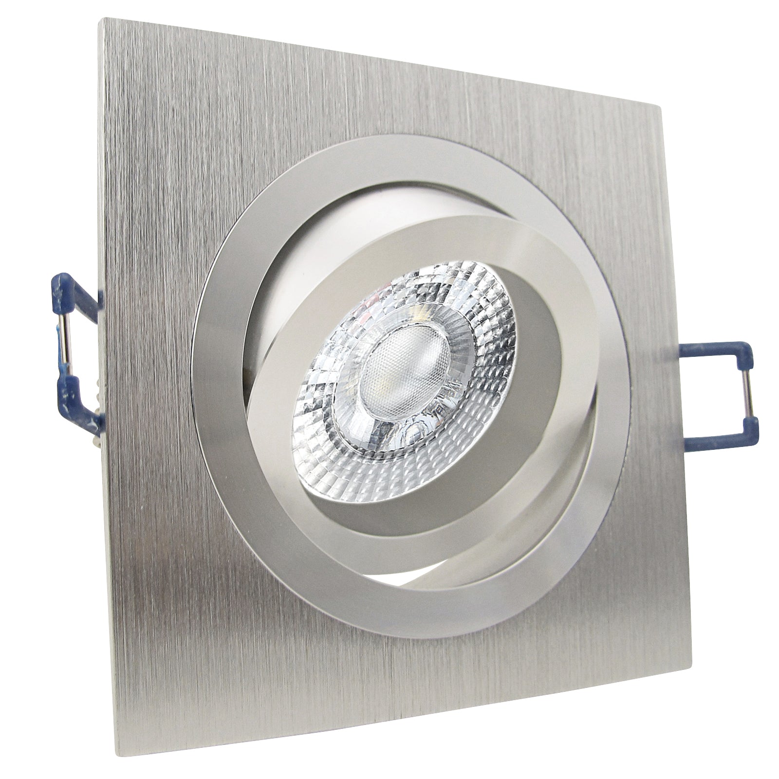 LED Einbaustrahler 230V Noble inkl. GU10 4W Spot - Silber Alu, eckig, schwenkbar 