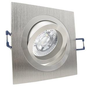 LED Einbaustrahler 230V Noble inkl. GU10 4W Spot - Silber Alu, eckig, schwenkbar 