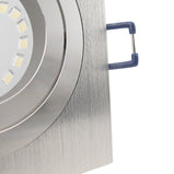 LED Einbaustrahler 230V Noble GU10 5,5W dimmbar in 3 Stufen - Silber Alu eckig schwenkbar 