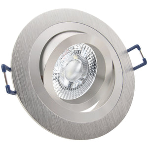 LED Einbaustrahler 230V Noble inkl. GU10 6W Spot - Silber Alu, rund, schwenkbar 