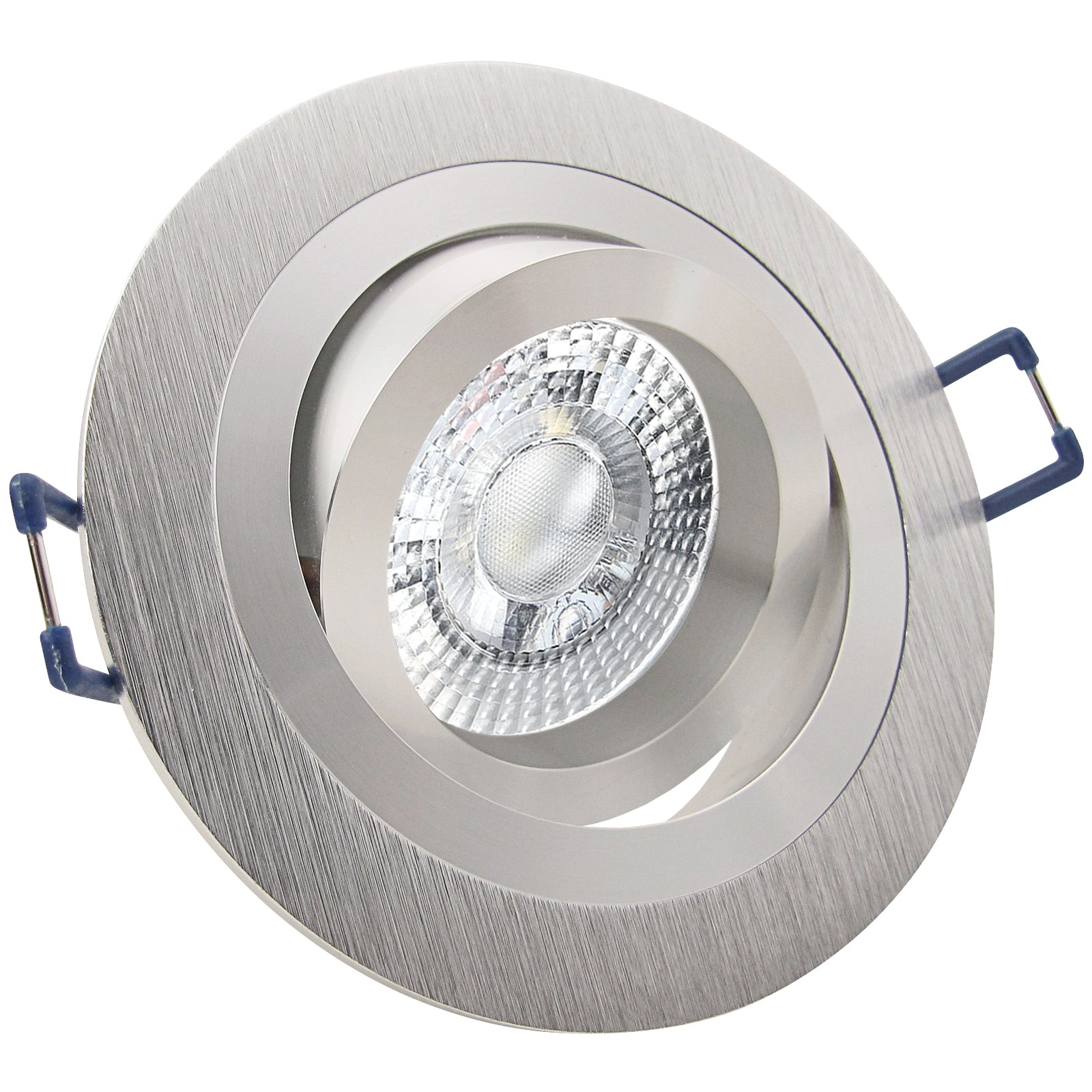 LED Einbaustrahler 230V Noble extra flach 35 mm 5W dimmbar in 3 Stufen - Alu Silber rund