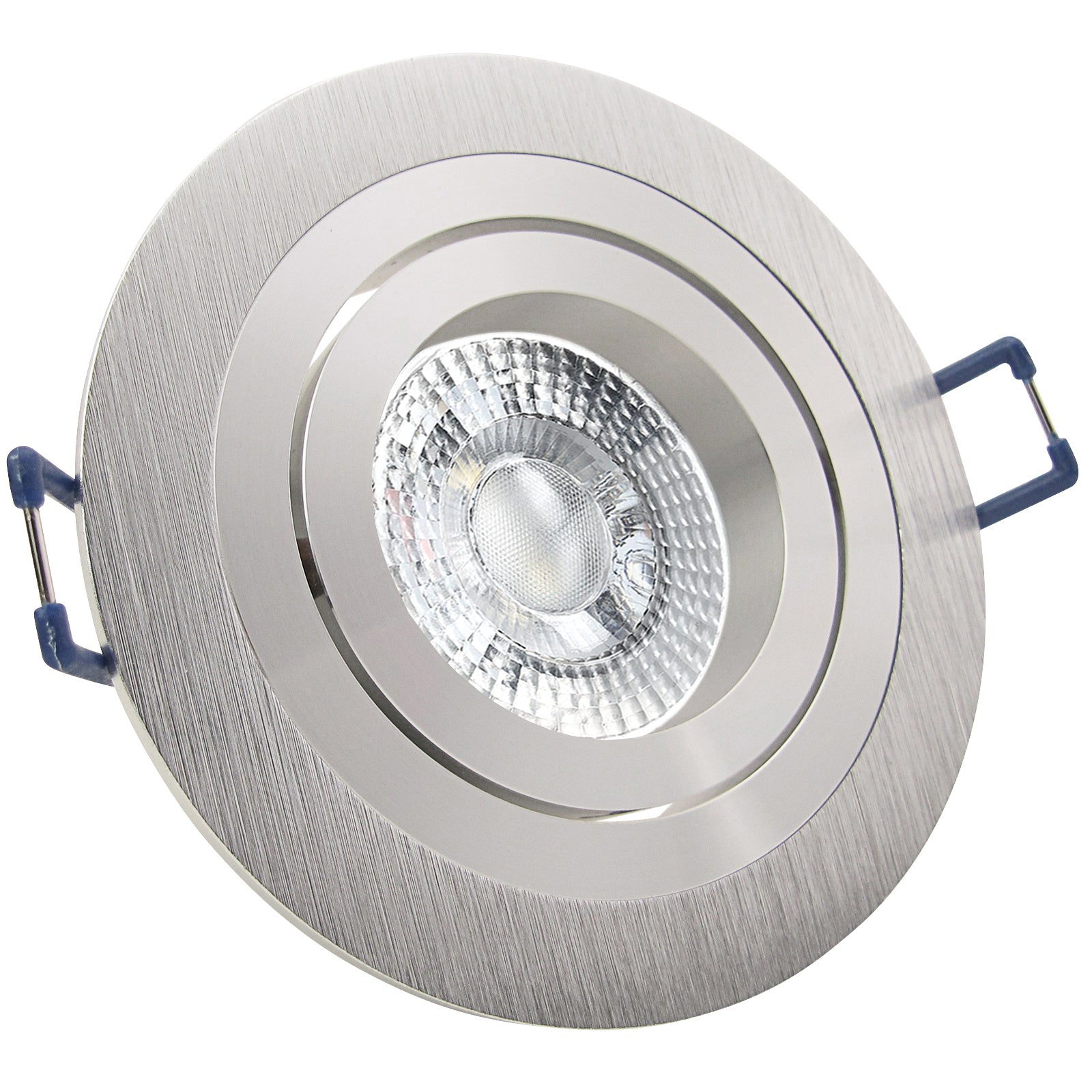 LED Einbaustrahler 230V Noble extra flach 35 mm 5W dimmbar in 3 Stufen - Alu Silber rund