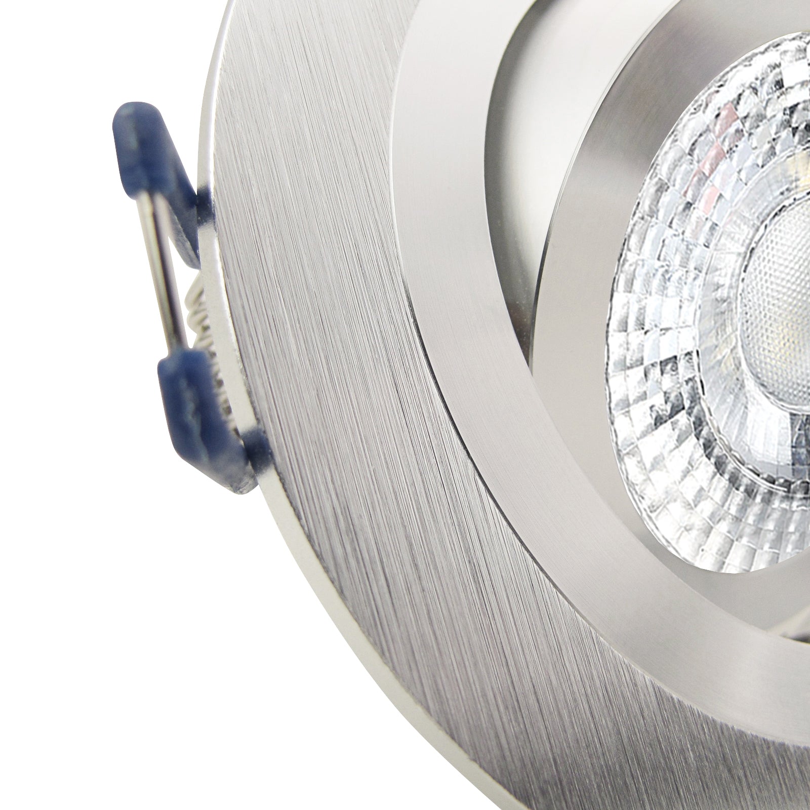 LED Einbaustrahler 230V Noble extra flach 35 mm 5W dimmbar in 3 Stufen - Alu Silber rund