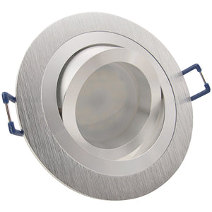 LED Einbaustrahler 230V Noble inkl. GU10 6W Spot - Silber Alu, rund, schwenkbar 