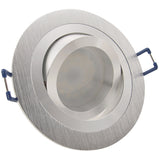 Einbaustrahler für LED Spots GU10 230V und GU5.3 12V- Einbaurahmen Noble Silber Alu rund