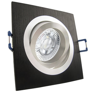 LED Einbaustrahler 230V Noble extra flach 35 mm 5W dimmbar in 3 Stufen - Schwarz eckig