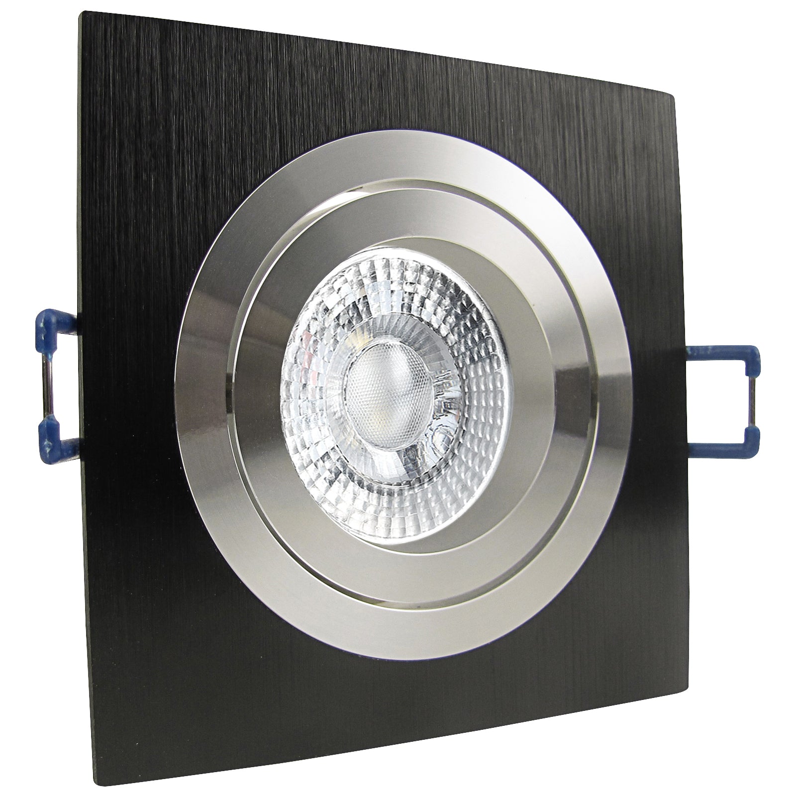 LED Einbaustrahler 230V Noble extra flach 35 mm 5W dimmbar in 3 Stufen - Schwarz eckig
