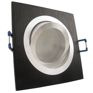 LED Einbaustrahler 230V Noble inkl. GU10 6W Spot - Schwarz, eckig, schwenkbar 