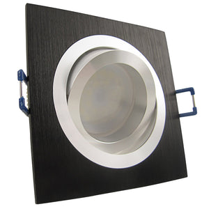 LED Einbaustrahler 230V Noble inkl. GU10 9W Spot - Schwarz, eckig, schwenkbar 