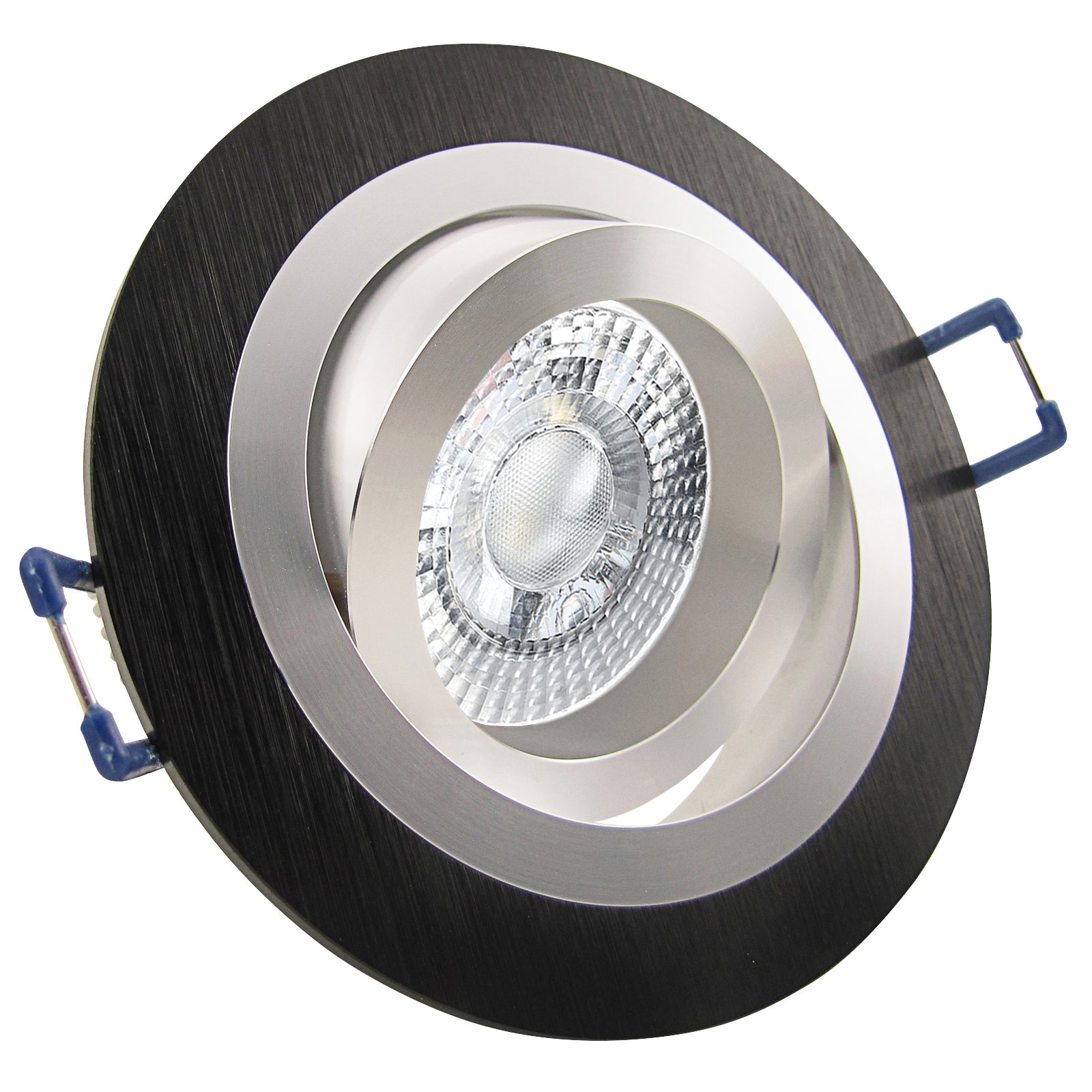 LED Einbaustrahler 230V Noble extra flach 35 mm 5W dimmbar in 3 Stufen - Schwarz rund