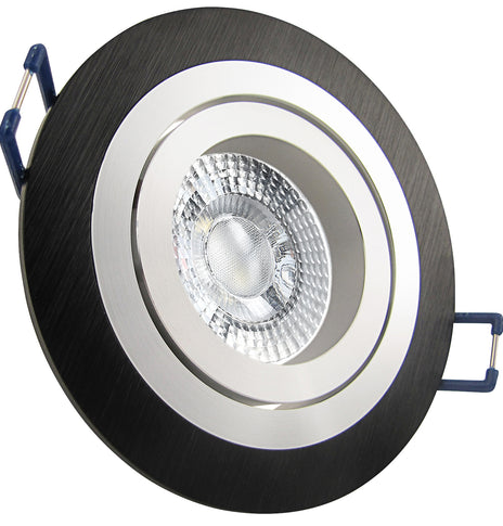 LED Einbaustrahler 230V Noble extra flach 35 mm 5W dimmbar in 3 Stufen - Schwarz rund