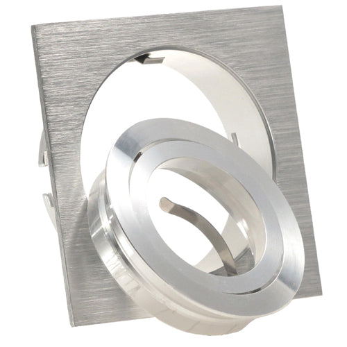 Einbaustrahler für LED Spots GU10 230V und GU5.3 12V- Einbaurahmen Noble Silber Alu eckig