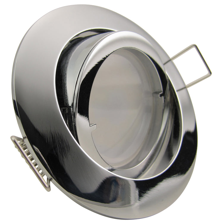 Einbaustrahler für LED Spots GU10 230V und GU5.3 12V- Einbaurahmen Premio Chrom glänzend rund