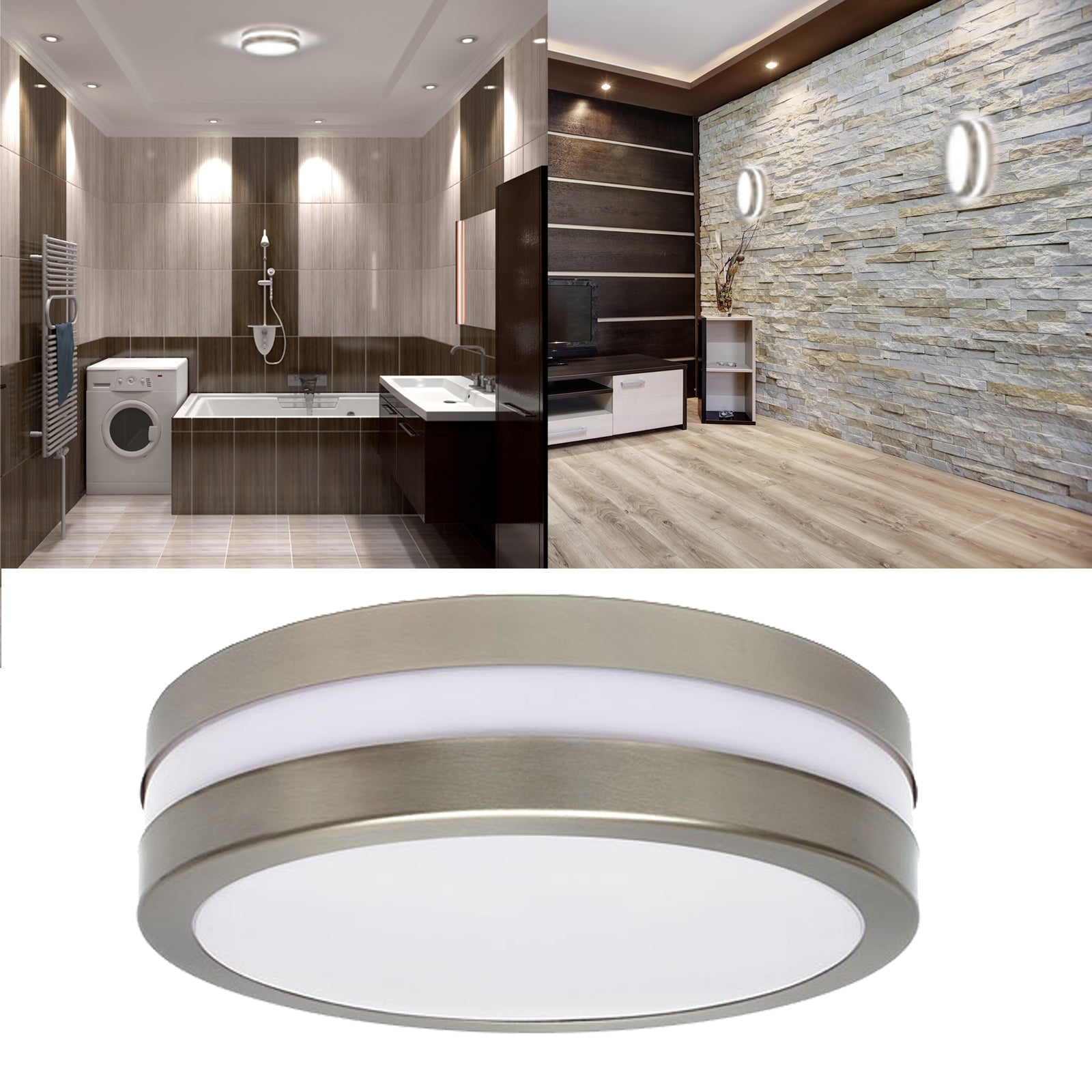 LED IP44 Wandleuchte Deckenleuchte 230V E27 Wandlampe Deckenlampe SAVONA rund Anwendungsbeispiel