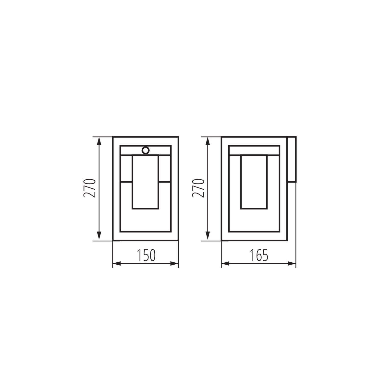  Wandleuchte 27cm VIMO Bronze (Rostbraun) für E27 LEDs IP44 (VIMO EL 27 SE-BR) mit Sensor Skizze