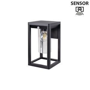 Außenleuchte Wandleuchte 27cm VIMO Schwarz matt für E27 LEDs IP44 (VIMO EL 27 SE-B) mit Bewegungssensor