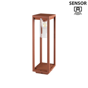  Standleuchte 50cm VIMO Bronze (Rostbraun) für E27 LEDs IP44 (VIMO 50 SE-BR) mit Bewegungssensor