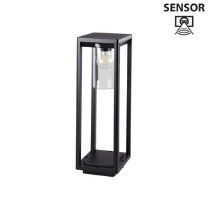 Außenleuchte Standleuchte 50cm VIMO Schwarz matt für E27 LEDs IP44 (VIMO 50 SE-B) mit Bewegungssensor