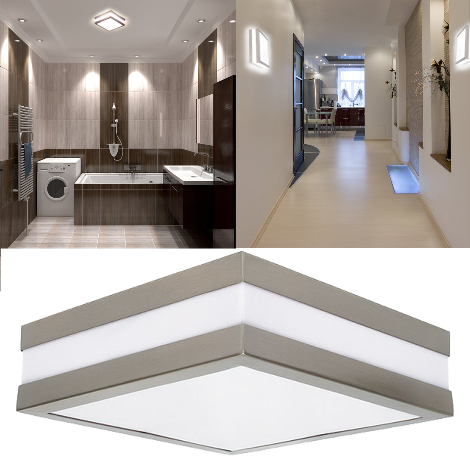 LED IP44 Wandleuchte Deckenleuchte 230V E27 Wandlampe Deckenlampe SAVONA eckig Anwendungsbeispiel